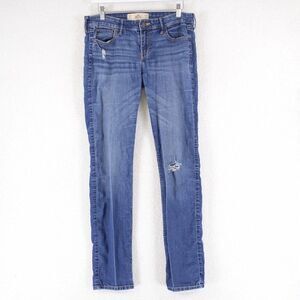 Hollister Blue Denim Whiskering Denim Skinny Jeans 7R 31/32‎ Low Rise Tag 28/32